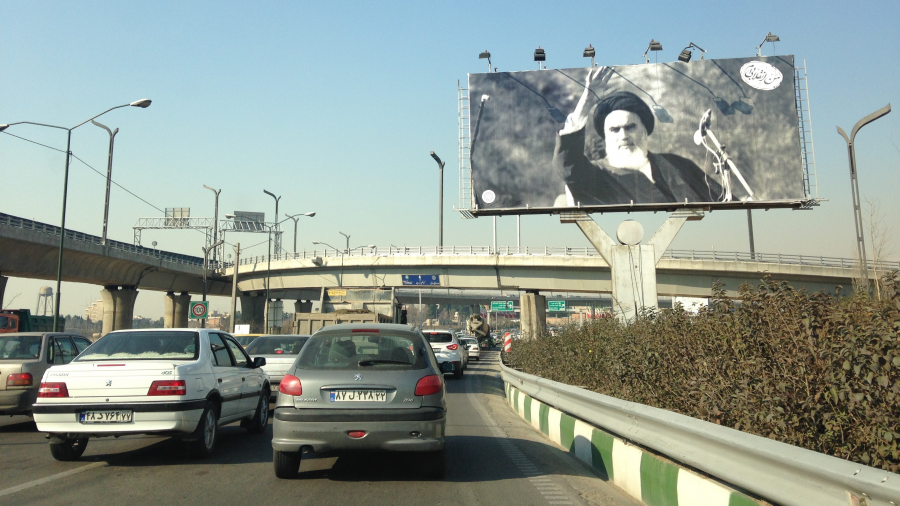 Just after the anniversary of the Islamic Iranian revolution, a billboard in Tehran displays a photo of the supreme leader. Just after the anniversary of the Islamic Iranian revolution, a billboard in Tehran displays a photo of the supreme leader.